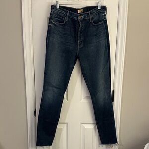 MOTHER Stunner Ankle Fray Slim Straight Leg Jeans